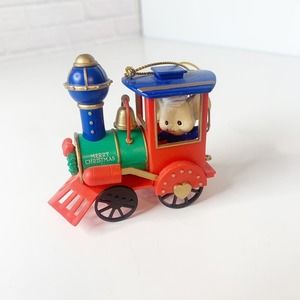 Rennoc Mouse In Train Christmas Ornament Tree 1991 Vintage Engineer Conductor